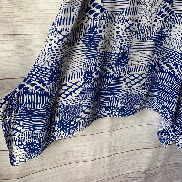 Woman Within Blue and White Tank Top Handkerchief Hem Blouse Size 18W - Picture 5 of 16